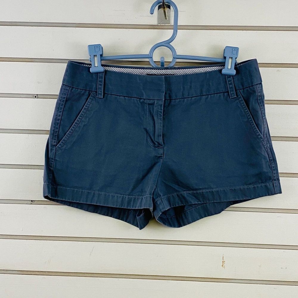 Womens 4 J Crew Chino Shorts Gray Cotton 3" Inseam Flat Front Style #61456